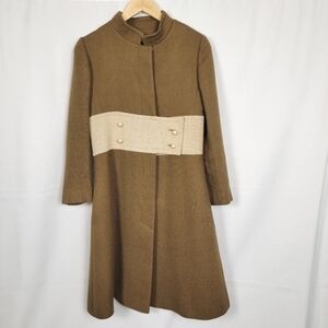 Vintage Wool Coat Brown & Cream Coat #1960